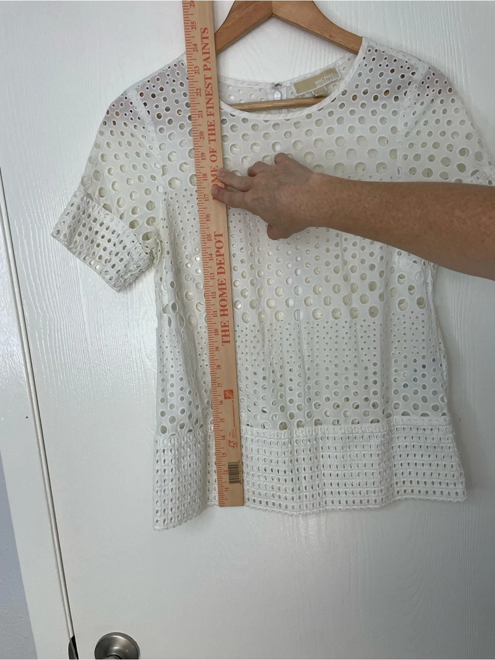 Michael Kors White Eyelet Cotton Peplum Top Small